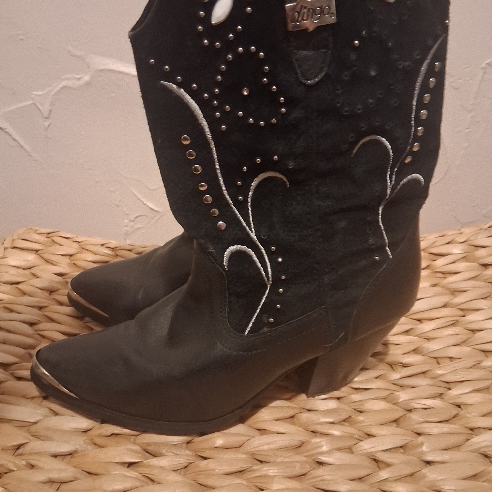 Dingo Ava Western Cowboy Boot Leather Upper Black Womens Size 8 - Picture 3 of 5